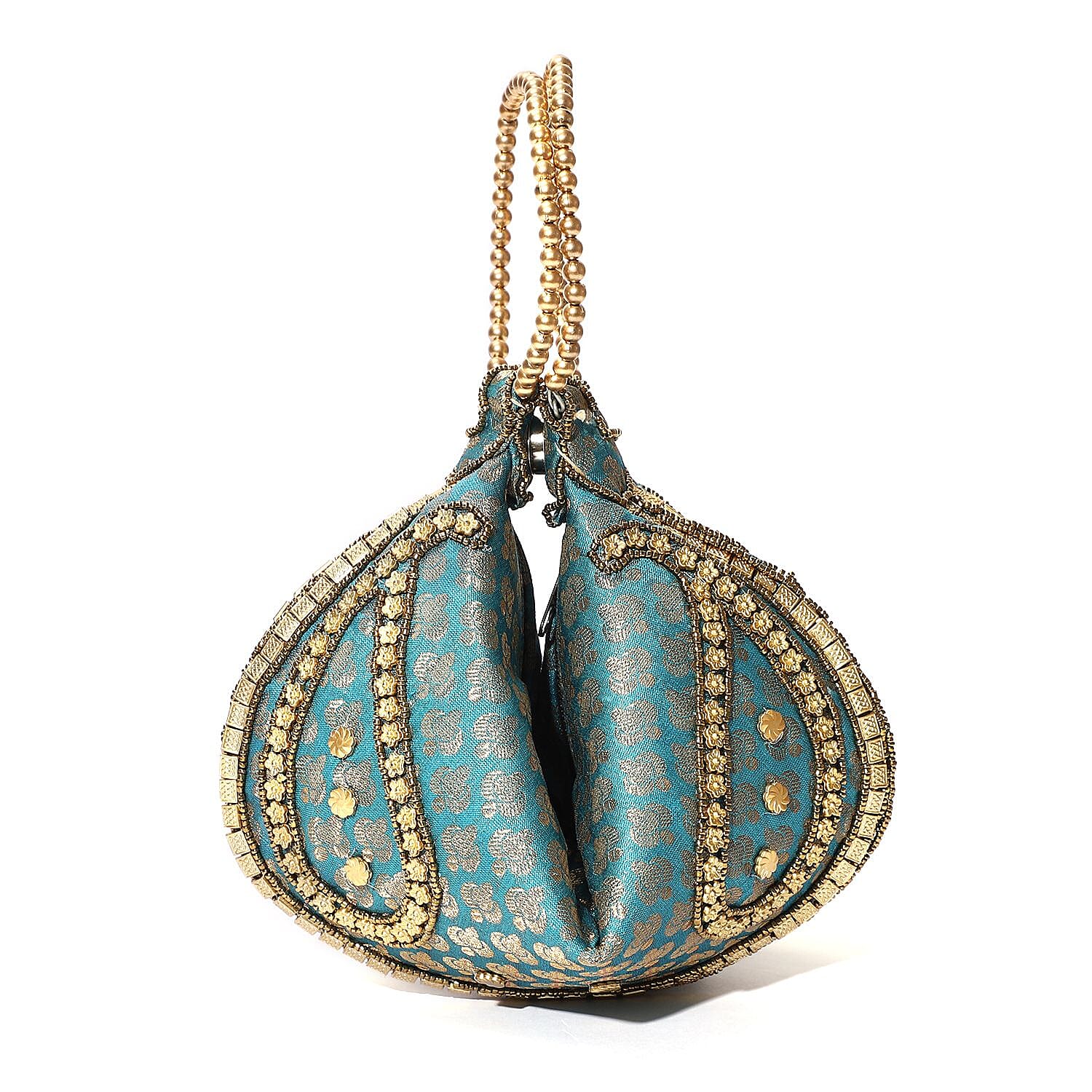 Embroidery Cosmetic and Toiletry Bag (Size 22x15x1 cm) - Turquoise