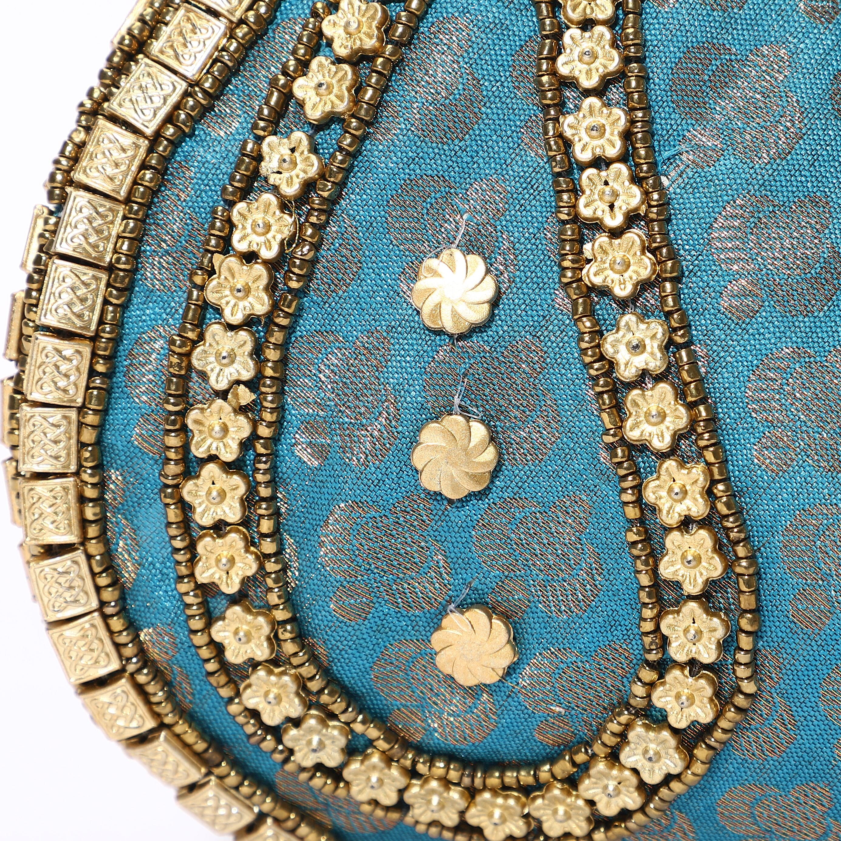 Embroidery Cosmetic and Toiletry Bag (Size 22x15x1 cm) - Turquoise