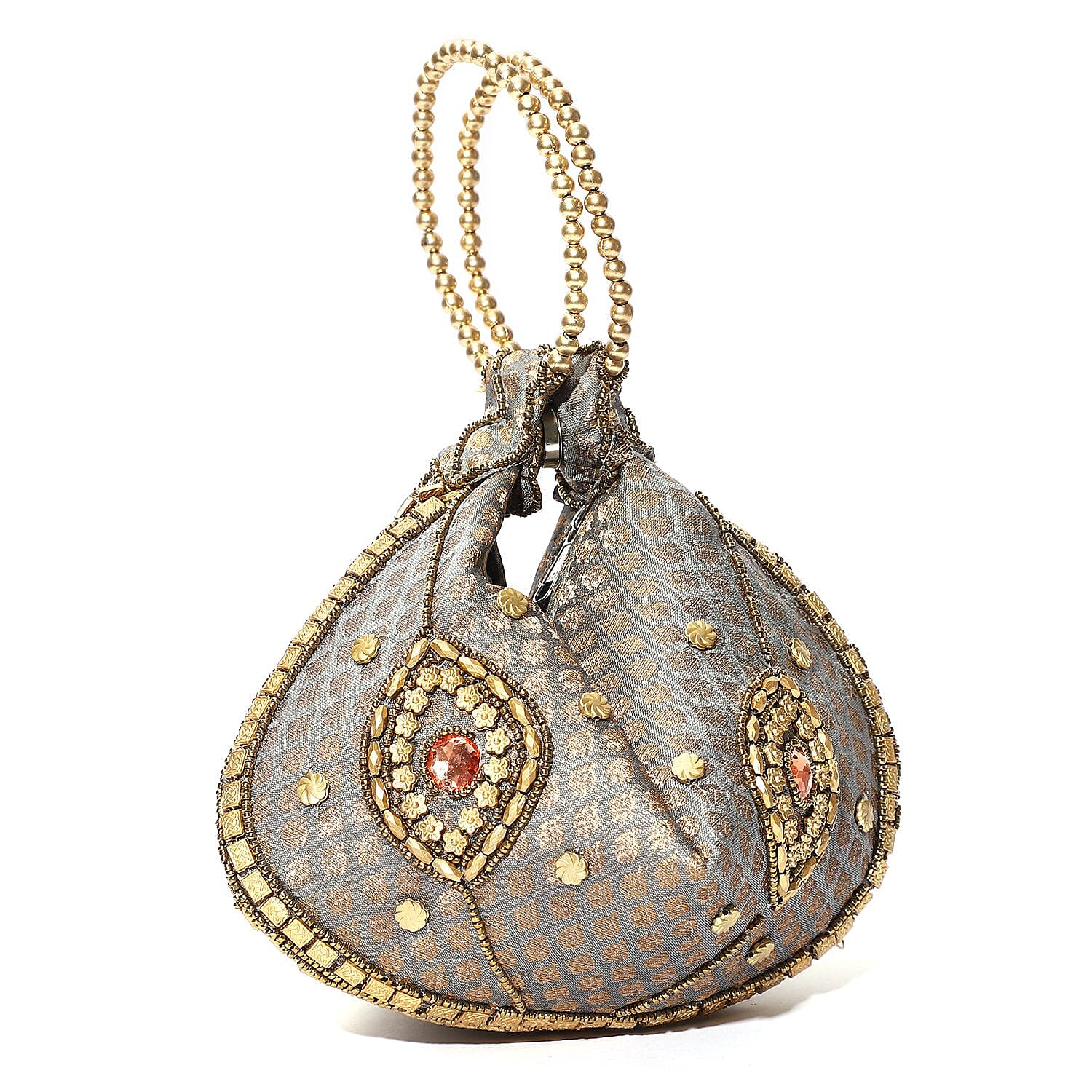 Embroidery Cosmetic and Toiletry Bag (Size 22x15x1 cm) - Silver