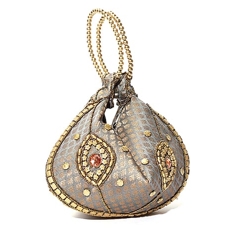 Embroidery Cosmetic and Toiletry Bag (Size 22x15x1 cm) - Silver