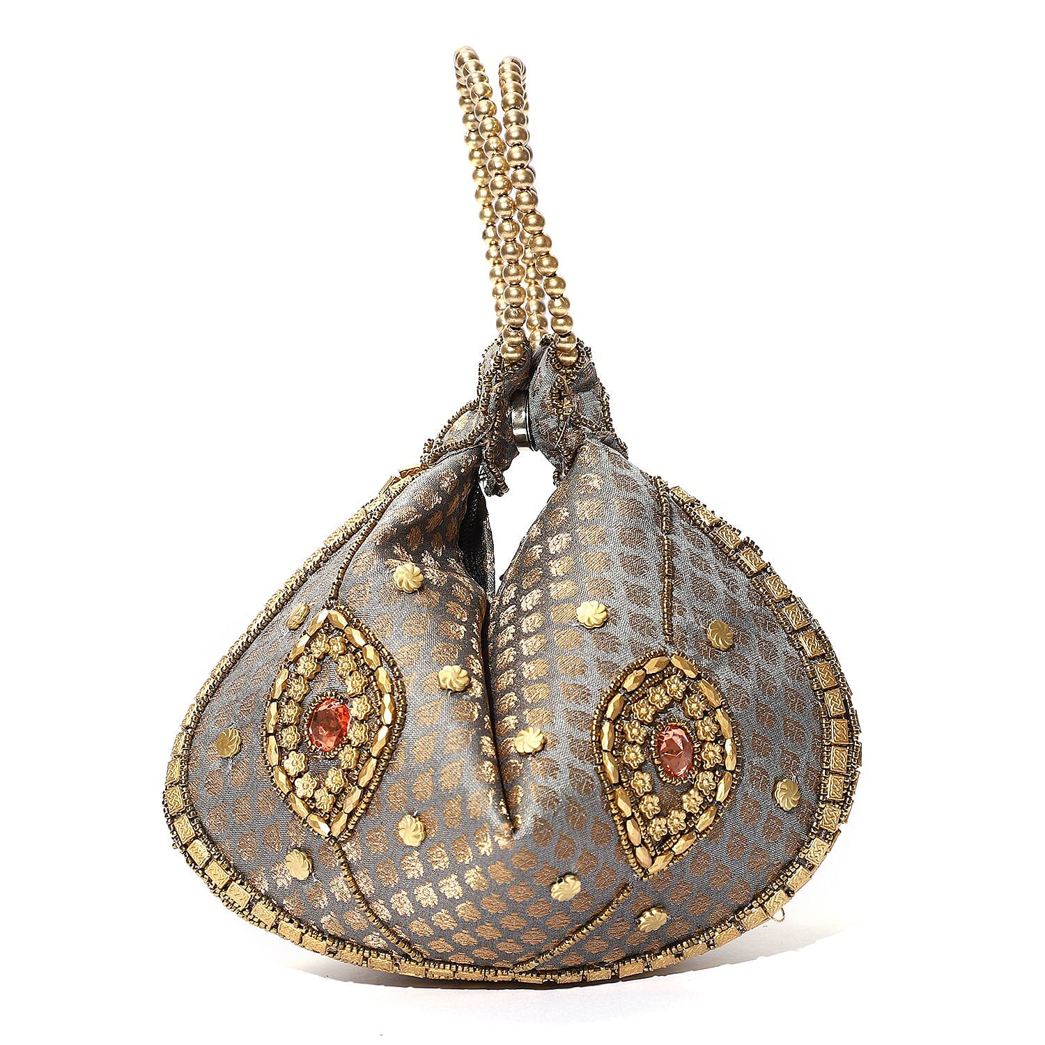 Embroidery Cosmetic and Toiletry Bag (Size 22x15x1 cm) - Silver