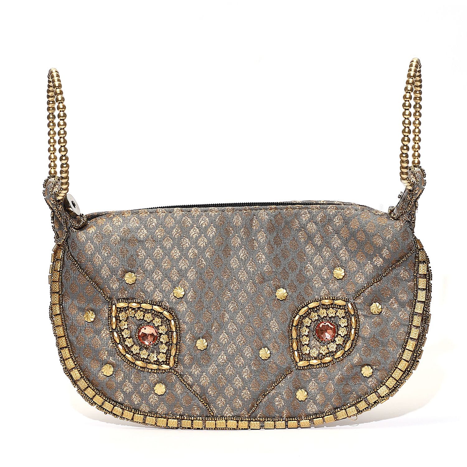 Embroidery Cosmetic and Toiletry Bag (Size 22x15x1 cm) - Silver