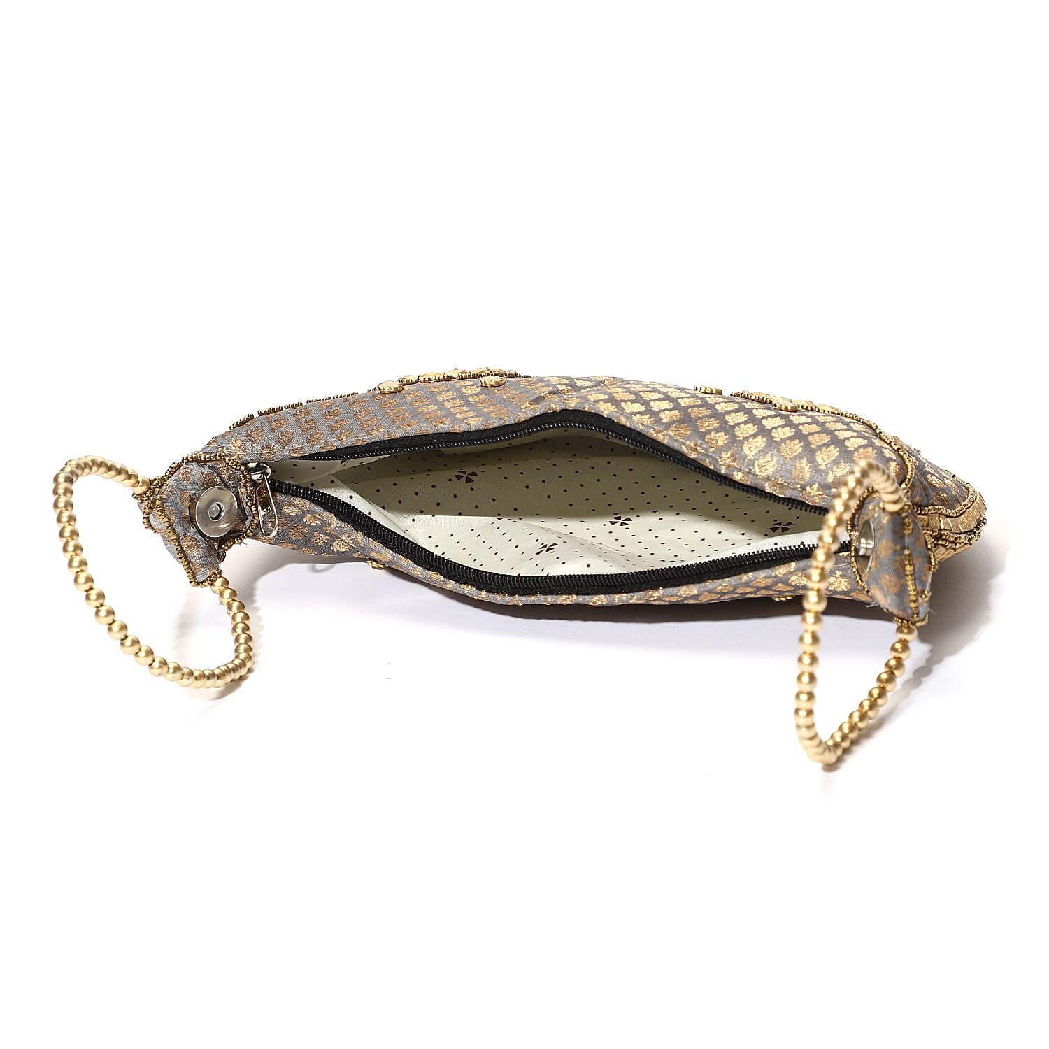 Embroidery Cosmetic and Toiletry Bag (Size 22x15x1 cm) - Silver