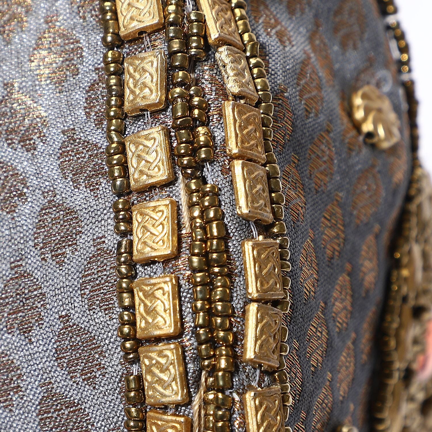 Embroidery Cosmetic and Toiletry Bag (Size 22x15x1 cm) - Silver