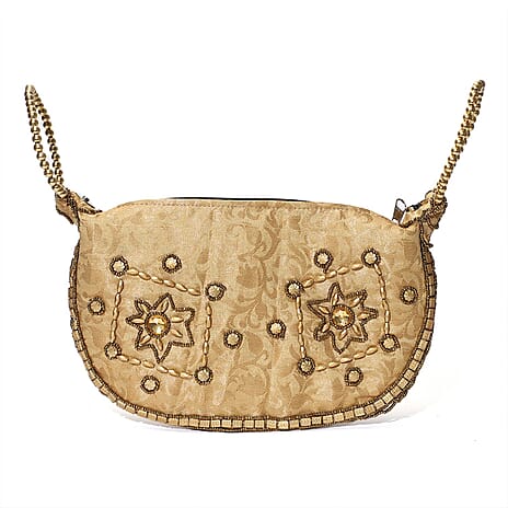 Embroidery Cosmetic and Toiletry Bag (Size 22x15x1 cm) - Beige