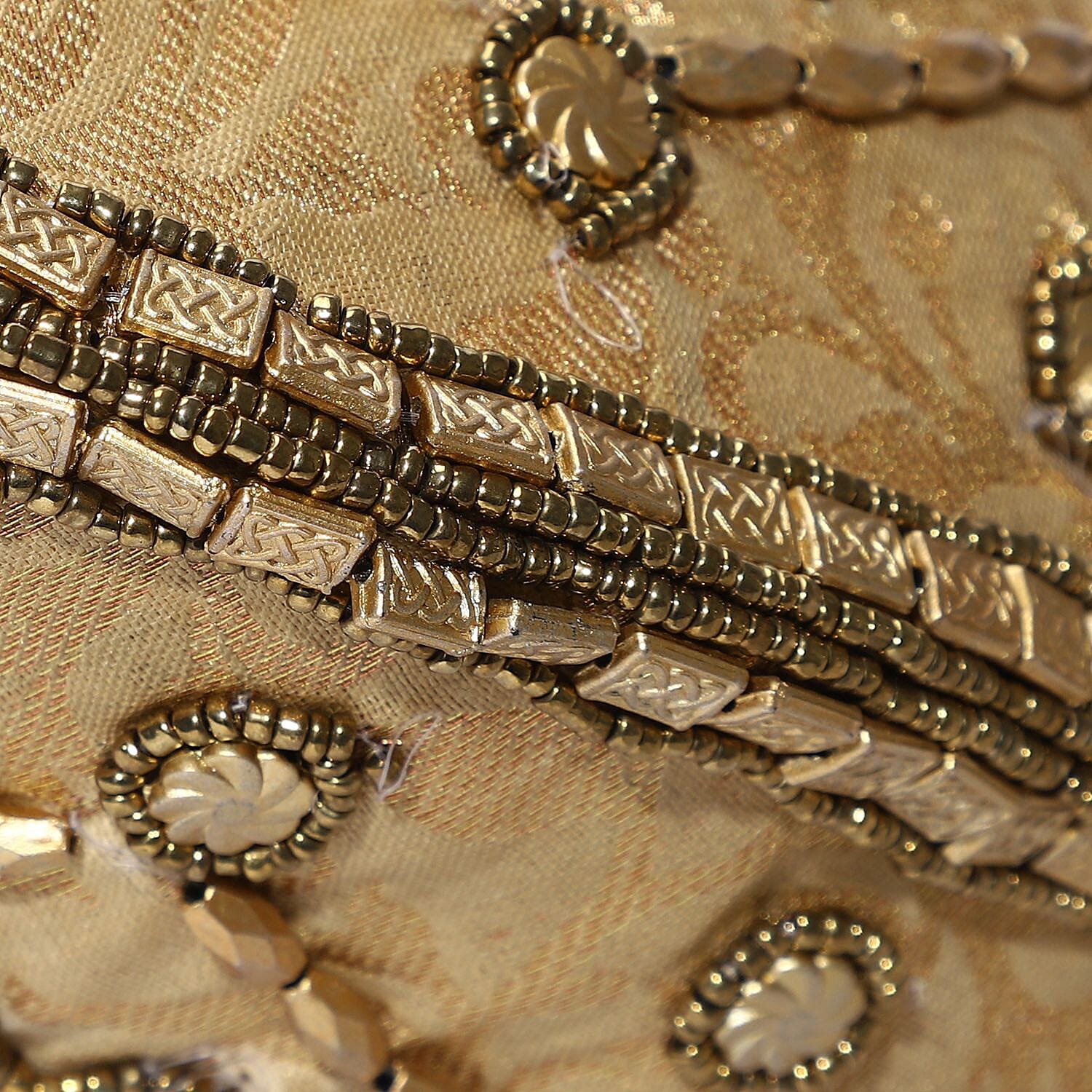 Embroidery Cosmetic and Toiletry Bag (Size 22x15x1 cm) - Beige