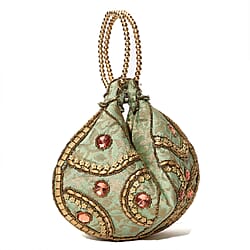 Embroidery Cosmetic and Toiletry Bag (Size 22x15x1 cm) - Turquoise