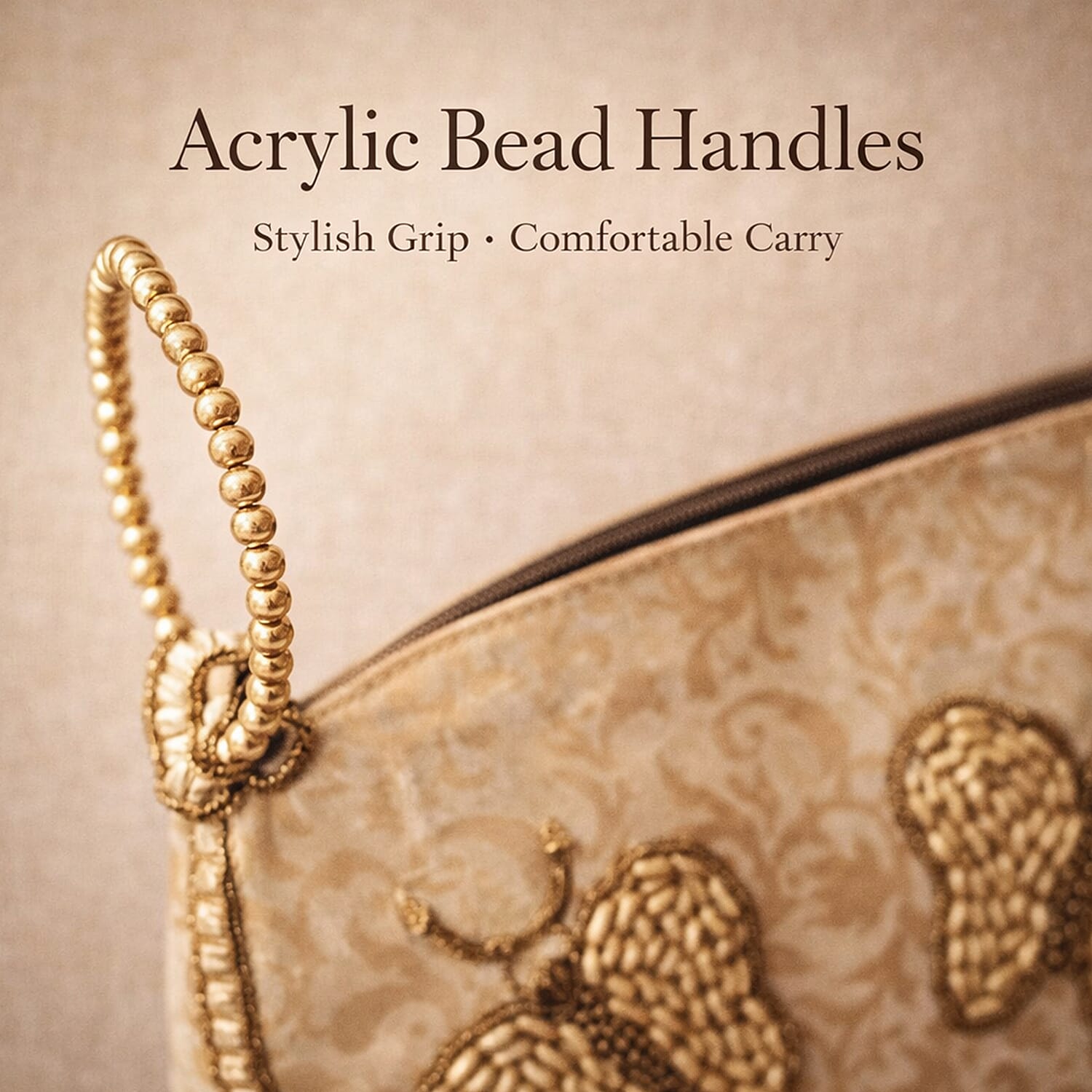 Set of 2 Hand Embrodiered Embellished Potli Bag - Beige - Turquoise