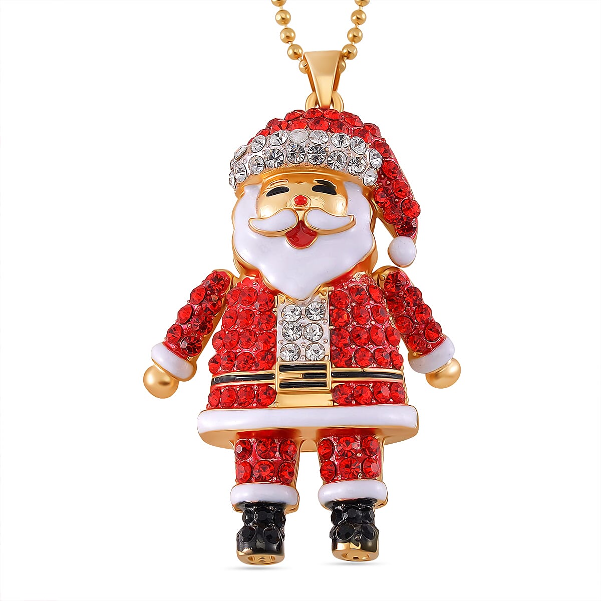 Multi Colour Crystal Enamelled Festive Santa Claus Necklace (Size - 24-2 Ext)