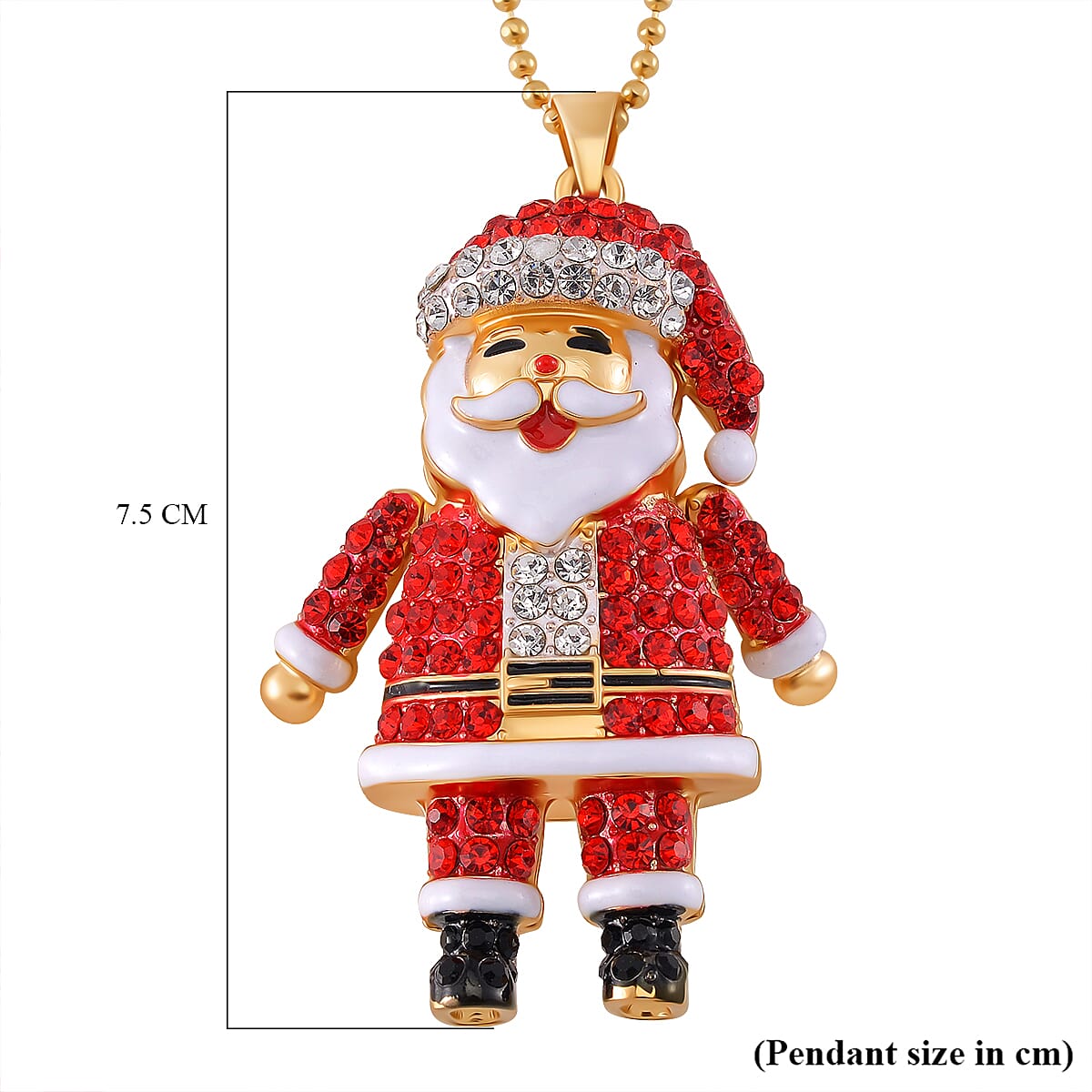 Multi Colour Crystal Enamelled Festive Santa Claus Necklace (Size - 24-2 Ext)