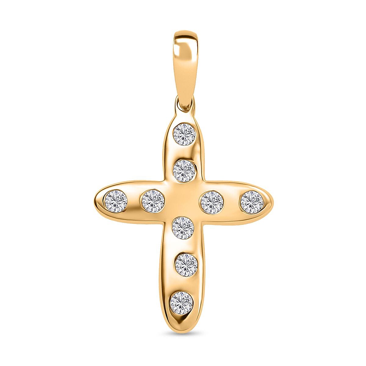 9K Yellow Gold Moissanite Cross Pendant