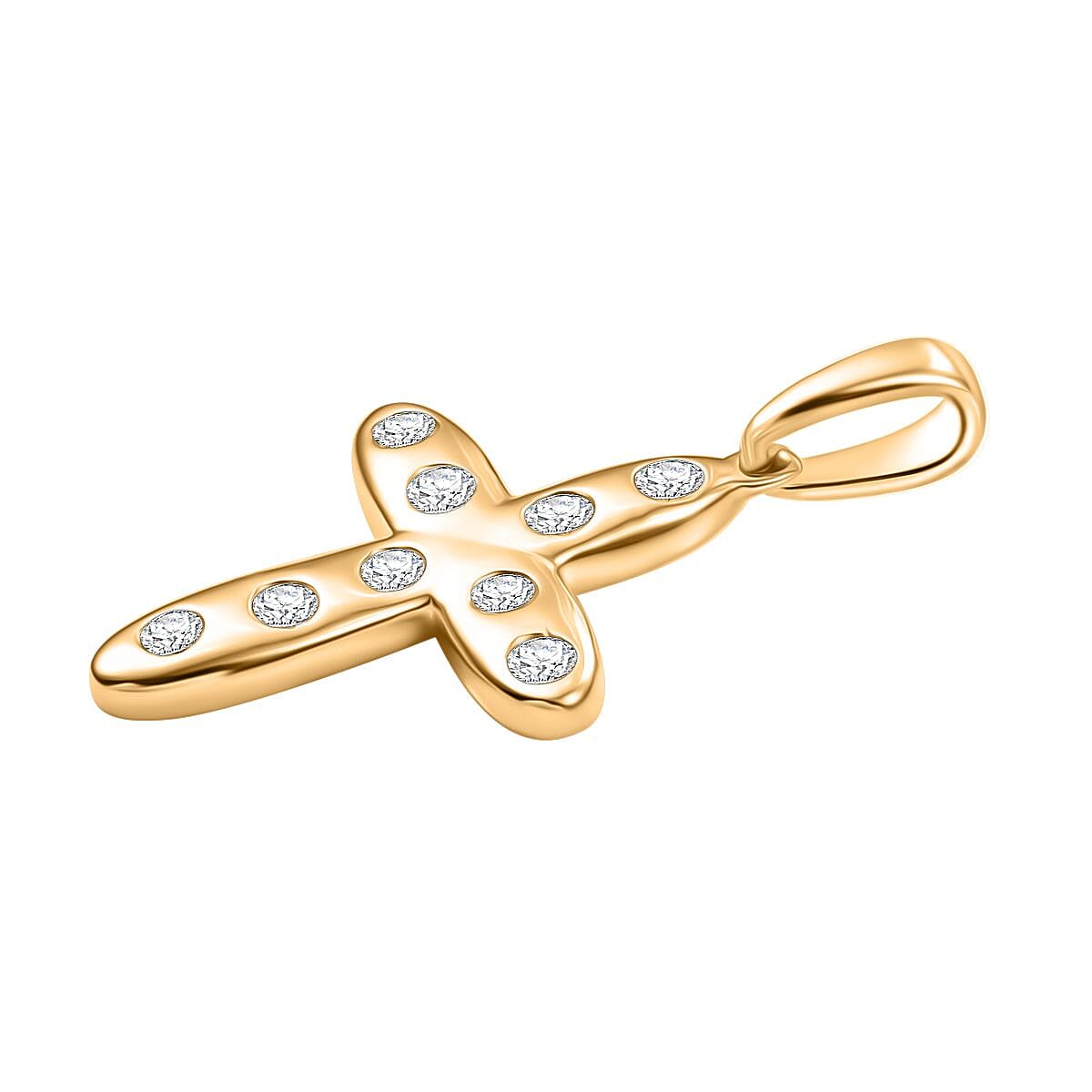 9K Yellow Gold Moissanite Cross Pendant