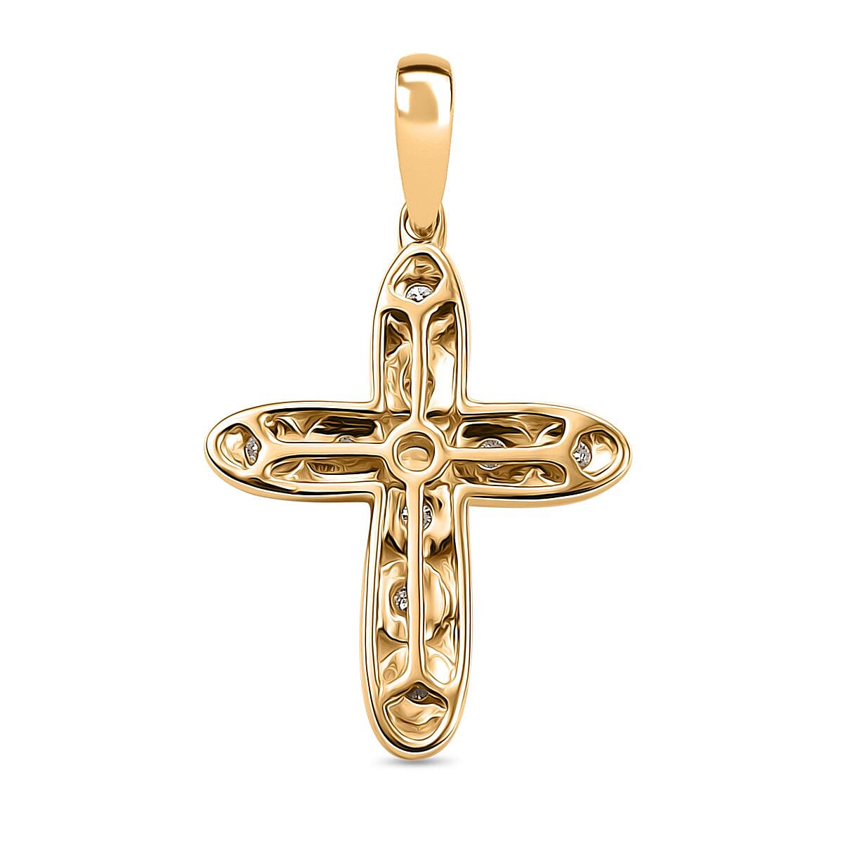 9K Yellow Gold Moissanite Cross Pendant