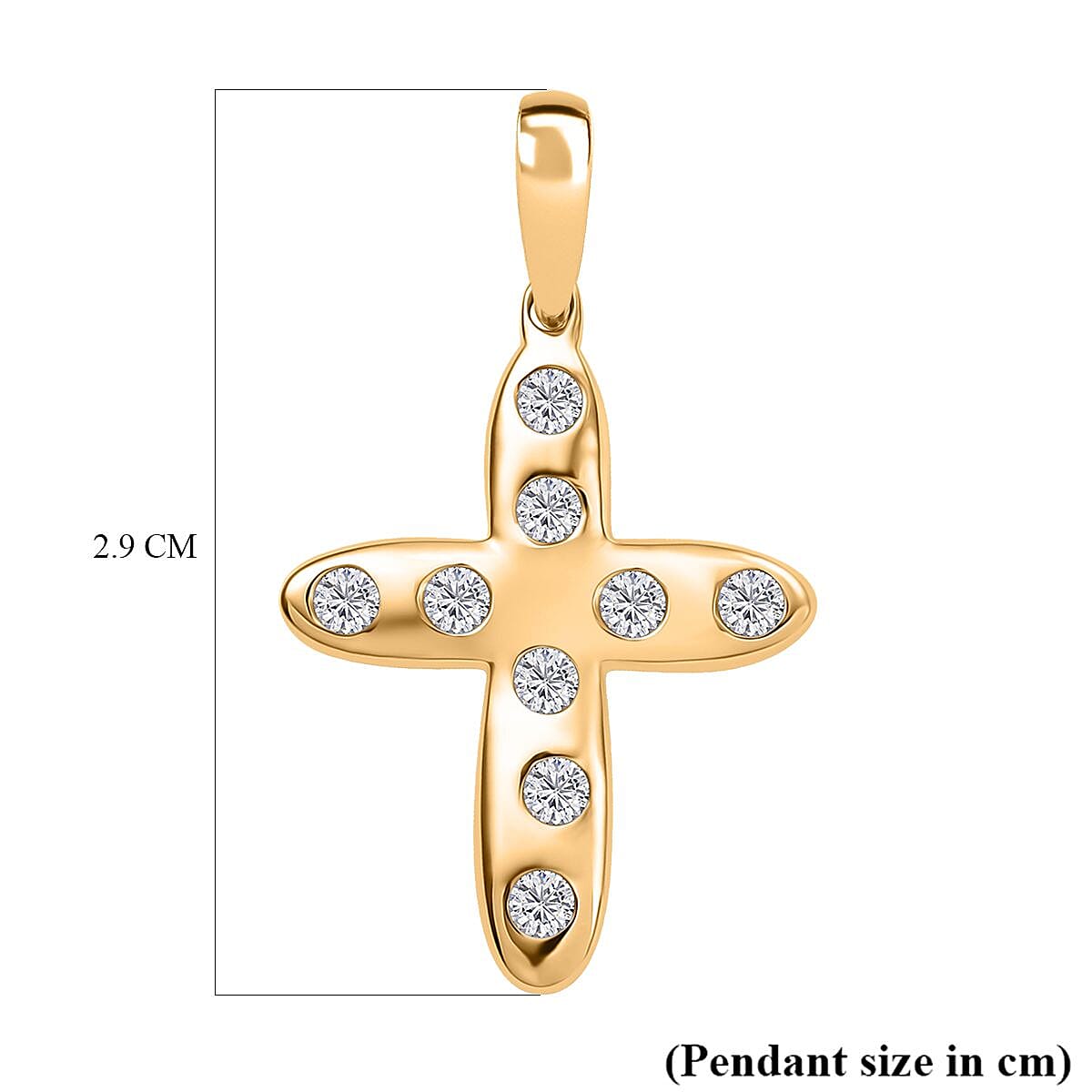9K Yellow Gold Moissanite Cross Pendant