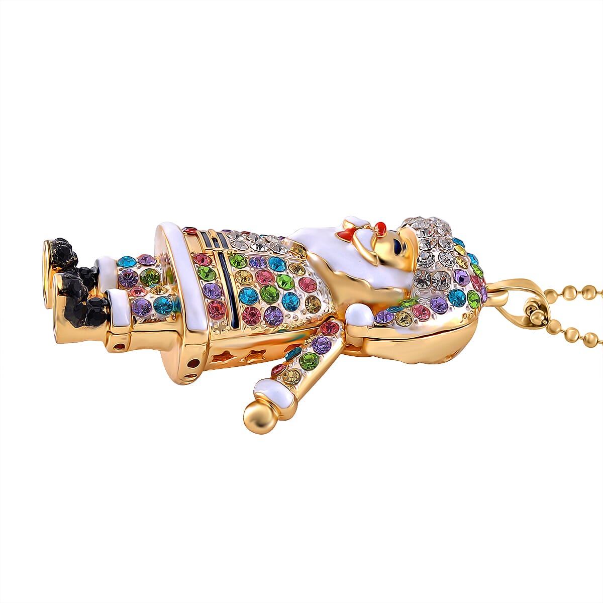 Multi Colour Crystal Enamelled Festive Santa Claus Necklace (Size - 24-2 Ext)