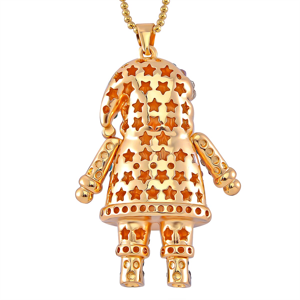 Multi Colour Crystal Enamelled Festive Santa Claus Necklace (Size - 24-2 Ext)