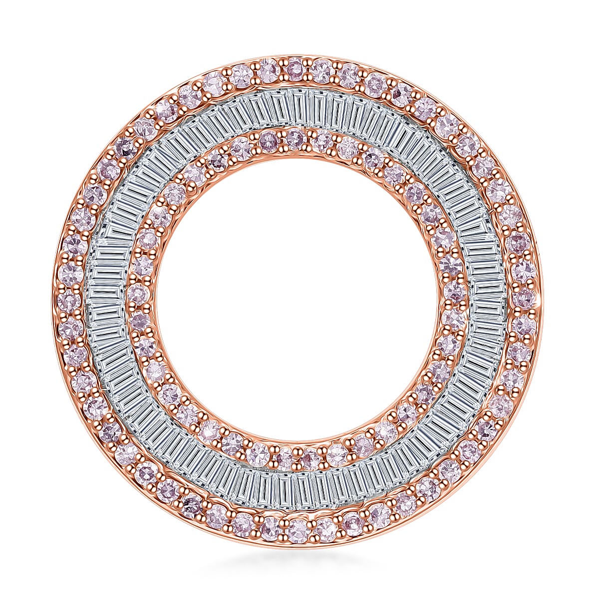 9K White Gold Pink Diamond ,  White Diamond Pendant 1.0 ct