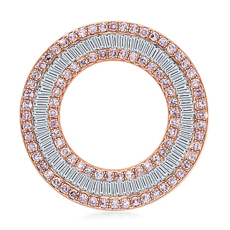 9K White Gold Pink Diamond ,  White Diamond Pendant 1.0 ct