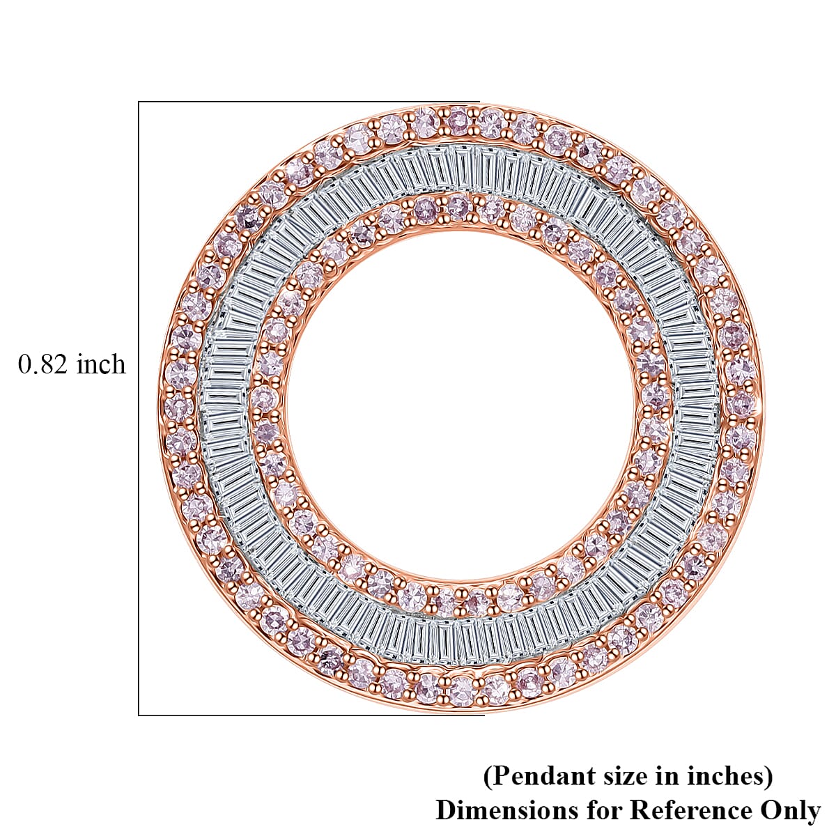 9K White Gold Pink Diamond ,  White Diamond Pendant 1.0 ct