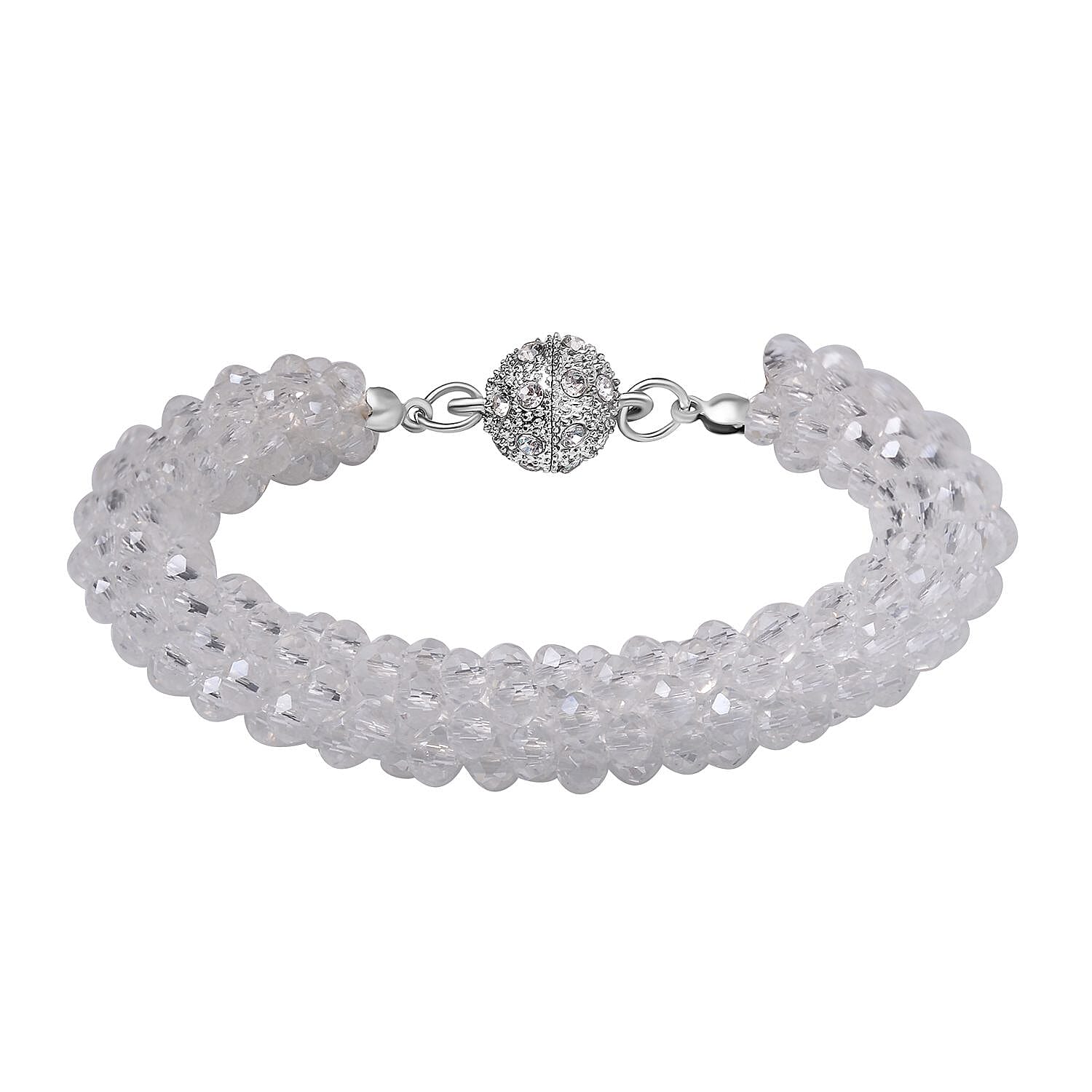 White Crystal Mystic Bracelet With  Clasp (Size - 7.5)