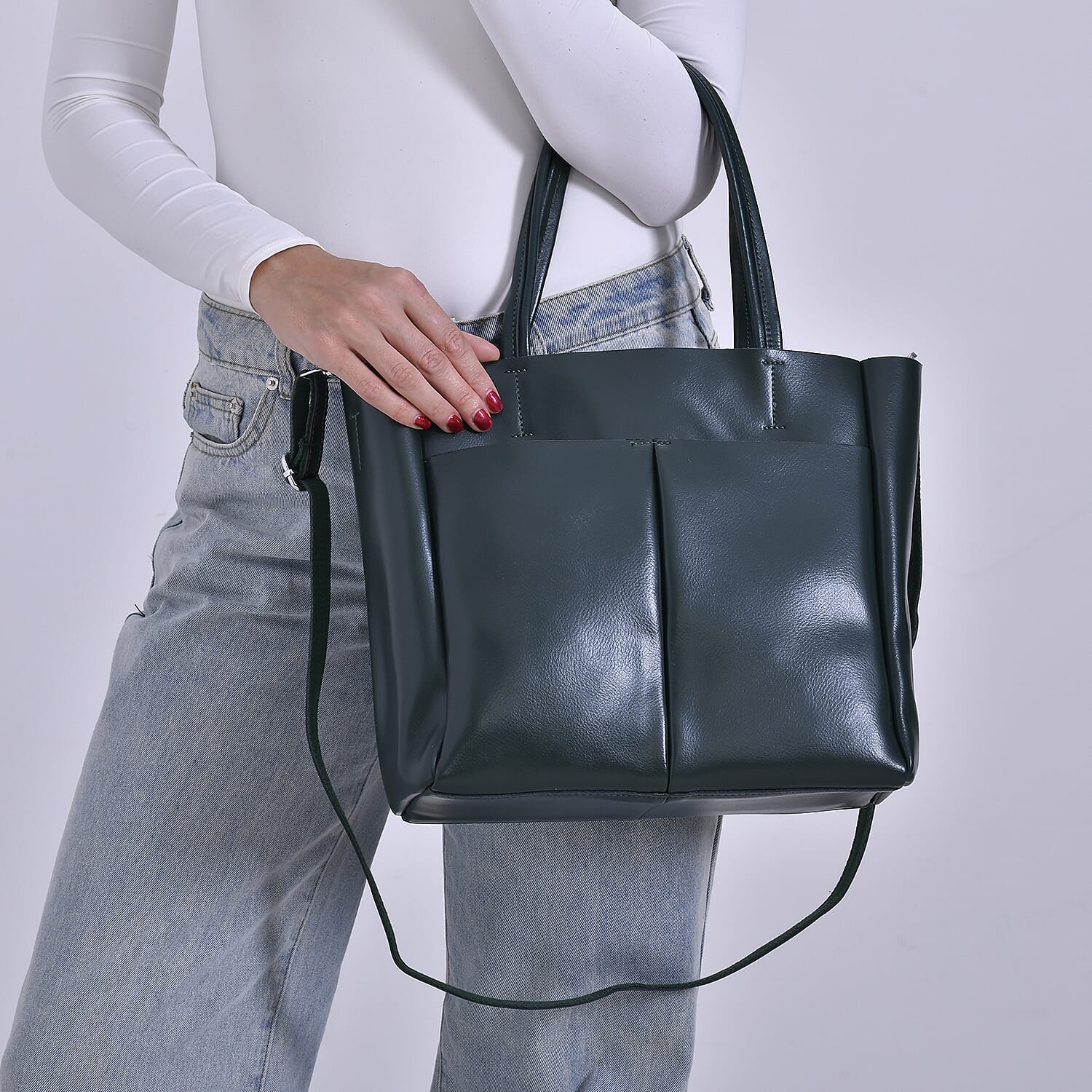 Closeout Deal Genunie Leather Tote Bag - Green