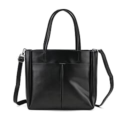 Closeout Deal Genunie Leather Tote Bag - Black