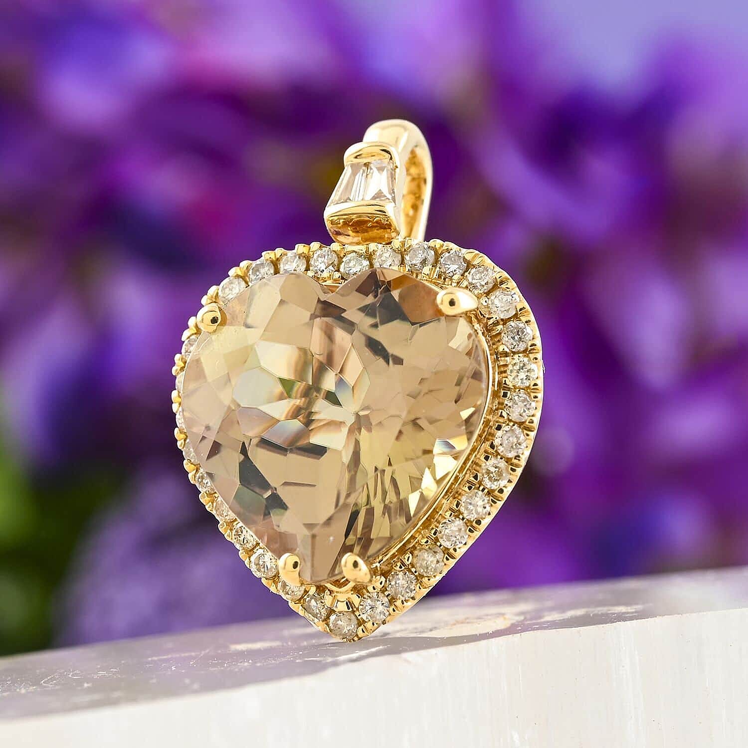 Luxoro  14K Yellow Gold  AAA   Turkizite ,  White Diamond  I2 Pendant 7.05 ct,  Gold Wt. 2.69 Gms  7.050  Ct.