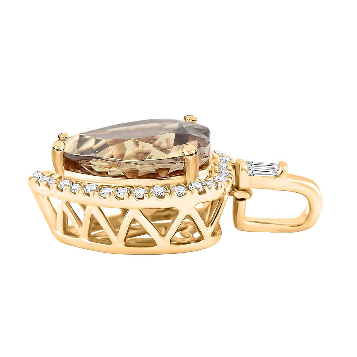 Luxoro  14K Yellow Gold  AAA   Turkizite ,  White Diamond  I2 Pendant 7.05 ct,  Gold Wt. 2.69 Gms  7.050  Ct.