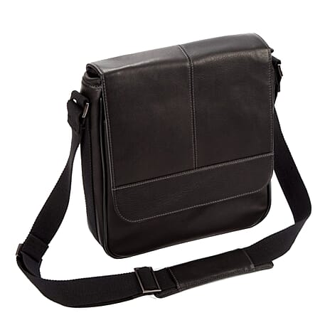 Falcon Colombian Leather Satchel Bag - Black