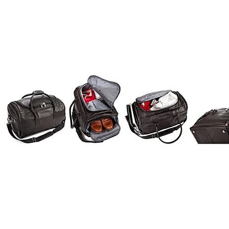 Falcon Colombian Leather Holdall - Black