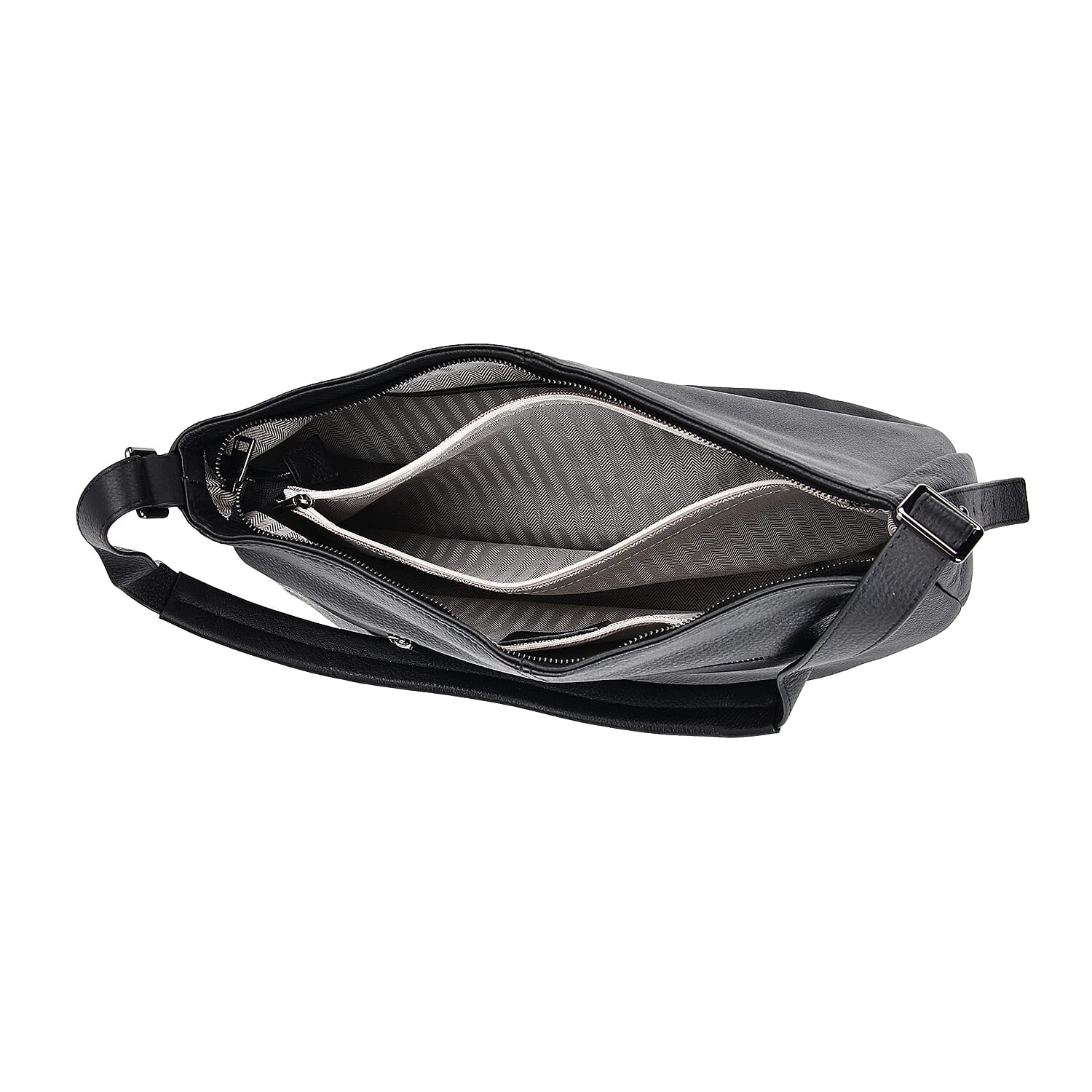 Closeout Deal- Genuine Leather Crossbody Bag with Adjustable Strap - Black Closeout Deal- Genuine Leather Crossbody Bag with Adjustable Strap - Black
