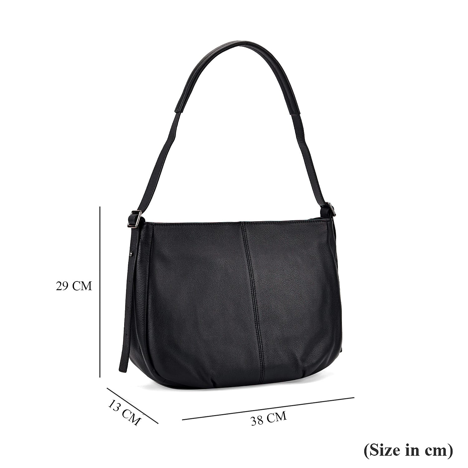 Closeout Deal- Genuine Leather Crossbody Bag with Adjustable Strap - Black Closeout Deal- Genuine Leather Crossbody Bag with Adjustable Strap - Black