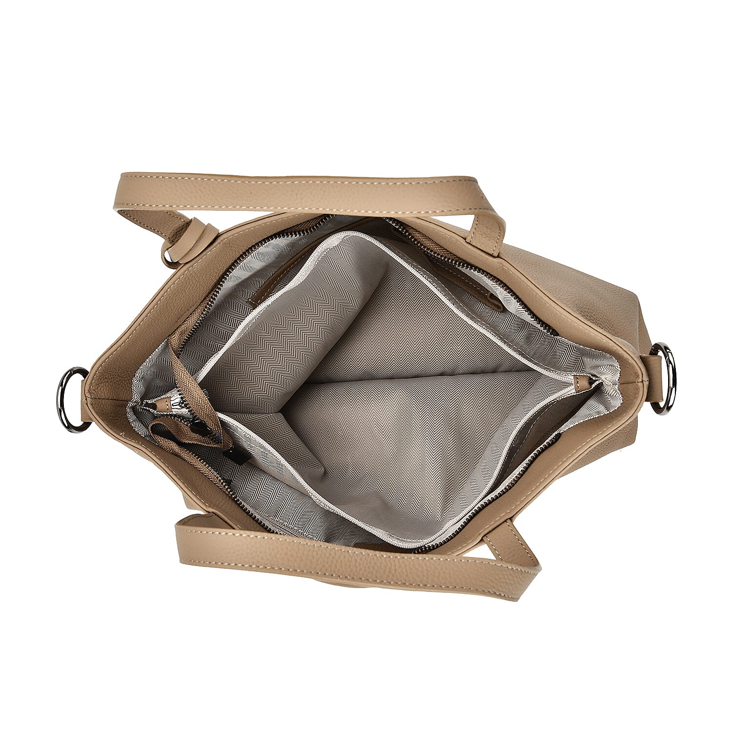 Genuine Leather Solid Crossbody Bag (Size 35x10x33 cm) - Khaki & Pink Genuine Leather Solid Crossbody Bag (Size 35x10x33 cm) - Khaki & Pink