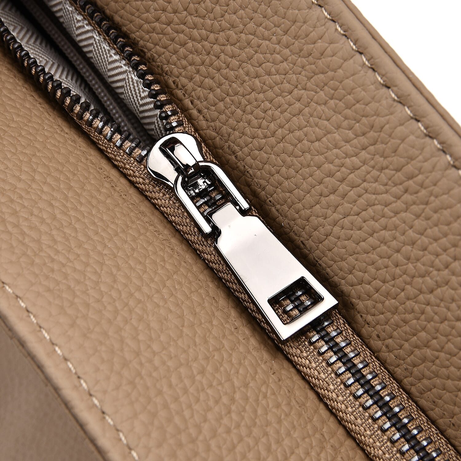 Genuine Leather Solid Crossbody Bag (Size 35x10x33 cm) - Khaki & Pink Genuine Leather Solid Crossbody Bag (Size 35x10x33 cm) - Khaki & Pink