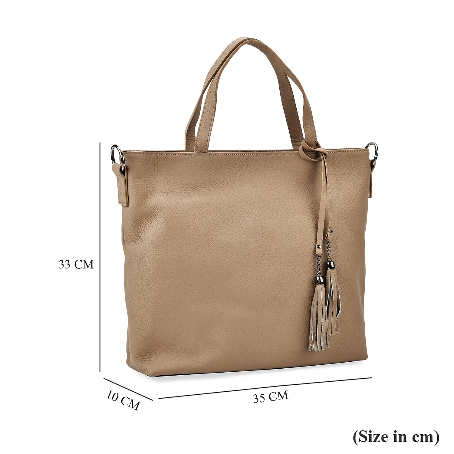 Genuine Leather Solid Crossbody Bag (Size 35x10x33 cm) - Khaki & Pink Genuine Leather Solid Crossbody Bag (Size 35x10x33 cm) - Khaki & Pink