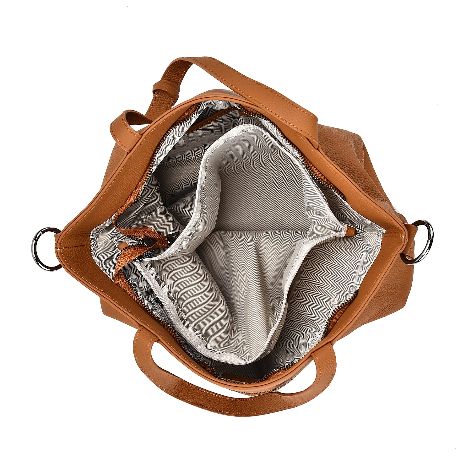 Genuine Leather Solid Crossbody Bag (Size 35x10x33 cm) - Tan & Pink Genuine Leather Solid Crossbody Bag (Size 35x10x33 cm) - Tan & Pink