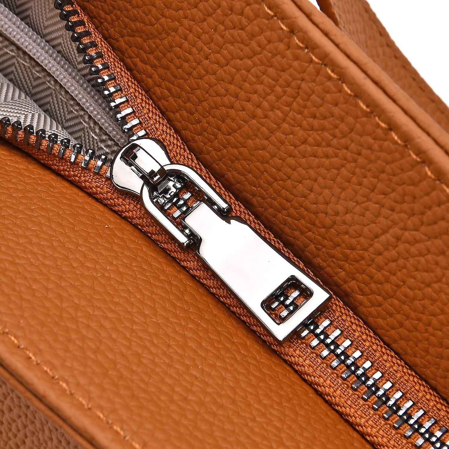 Genuine Leather Solid Crossbody Bag (Size 35x10x33 cm) - Tan & Pink Genuine Leather Solid Crossbody Bag (Size 35x10x33 cm) - Tan & Pink