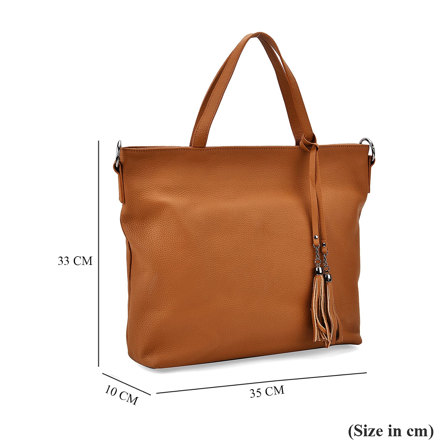 Genuine Leather Solid Crossbody Bag (Size 35x10x33 cm) - Tan & Pink Genuine Leather Solid Crossbody Bag (Size 35x10x33 cm) - Tan & Pink