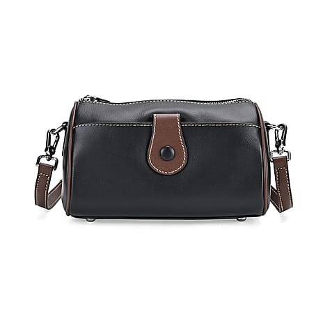 Closeout Deal - 100% Genuine Leather Crossbody Bag (Size 23x12x13 cm) - Black