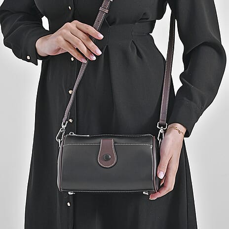 Closeout Deal - 100% Genuine Leather Crossbody Bag (Size 23x12x13 cm) - Black