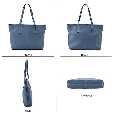Closeout Deal Genunie Leather Tote Bag - Blue