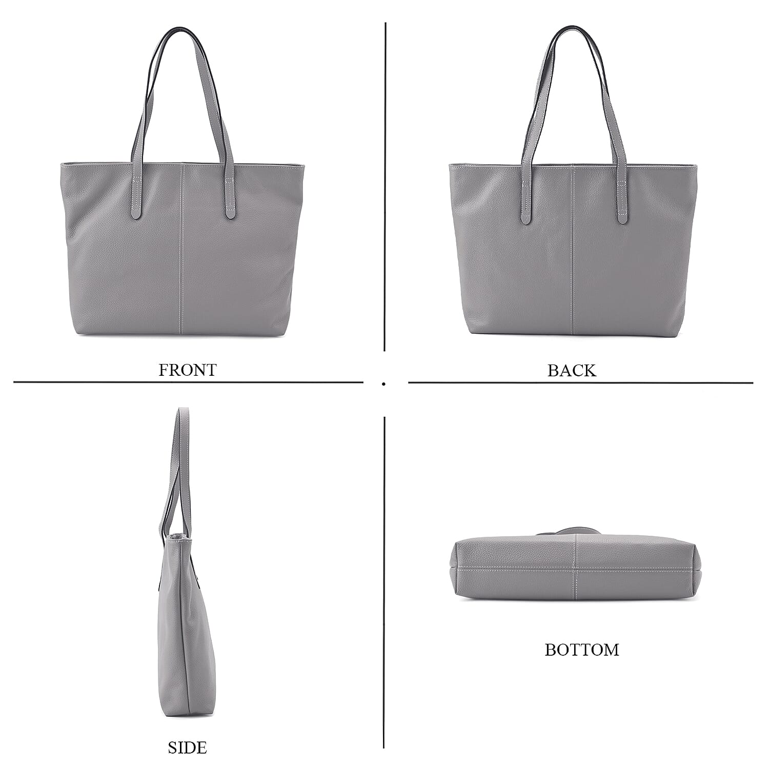 Closeout Deal - SUMPTUOUS 100% Genuine Leather Tote Bag - Grey