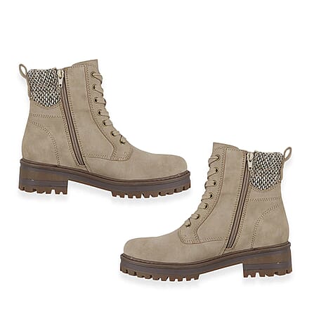Jo - Joe Ladies ONTARIO Nubuck Ankle Boots (Size 6) - Beige