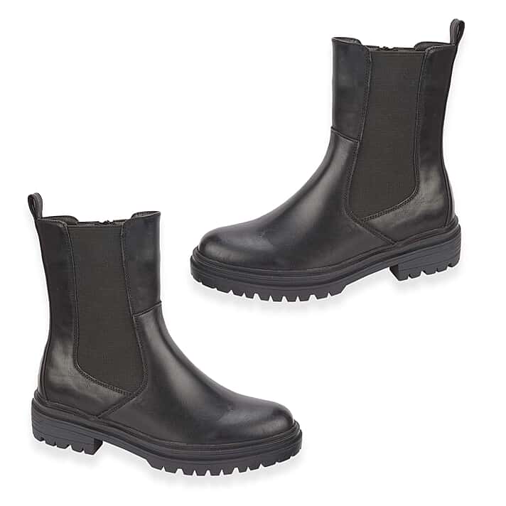 Shoes By Emma Gabrielle Ladies Chunky Lug Sole Chelsea Boots (Size 4) - Black