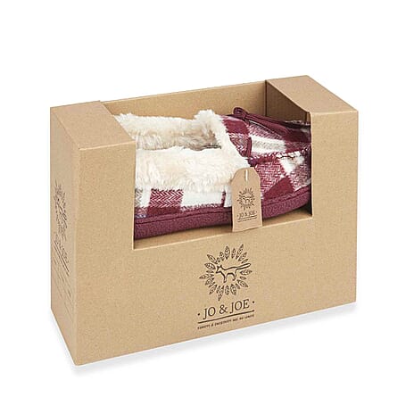 Jo - Joe Ladies Pembroke Fleece Lined Tartan Slippers (Size 4) - Cherry