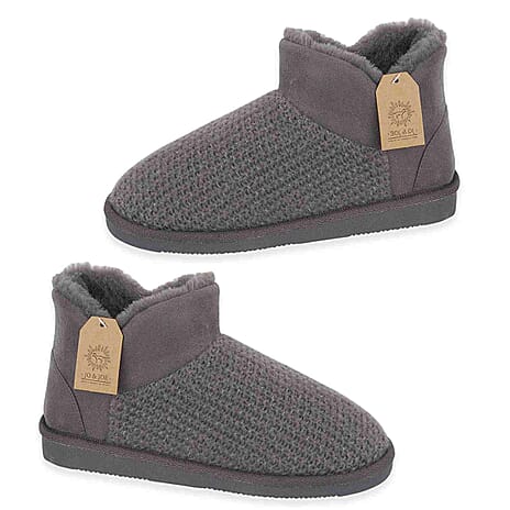 Jo & Joe Ladies Fur Lined Shoes (Size 5) - Charcoal