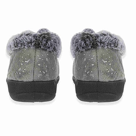 Jo - Joe Ladies JACINTA Fur Collar Bootee Slippers (Size 5) - Grey