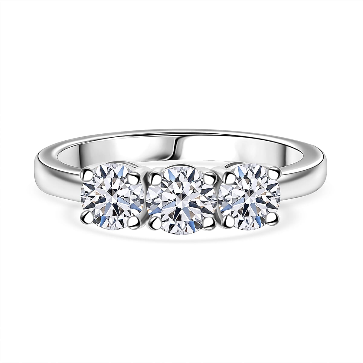 Luxuriant - 950 Platinum SGL Certified Lab Grown Diamond (VS-EF) Trilogy Ring 1.00 Ct, Platinum Wt. 3.30 Gms.