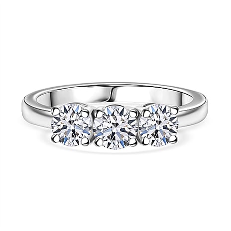Luxuriant - 950 Platinum SGL Certified Lab Grown Diamond (VS-EF) Trilogy Ring 1.00 Ct, Platinum Wt. 3.30 Gms.
