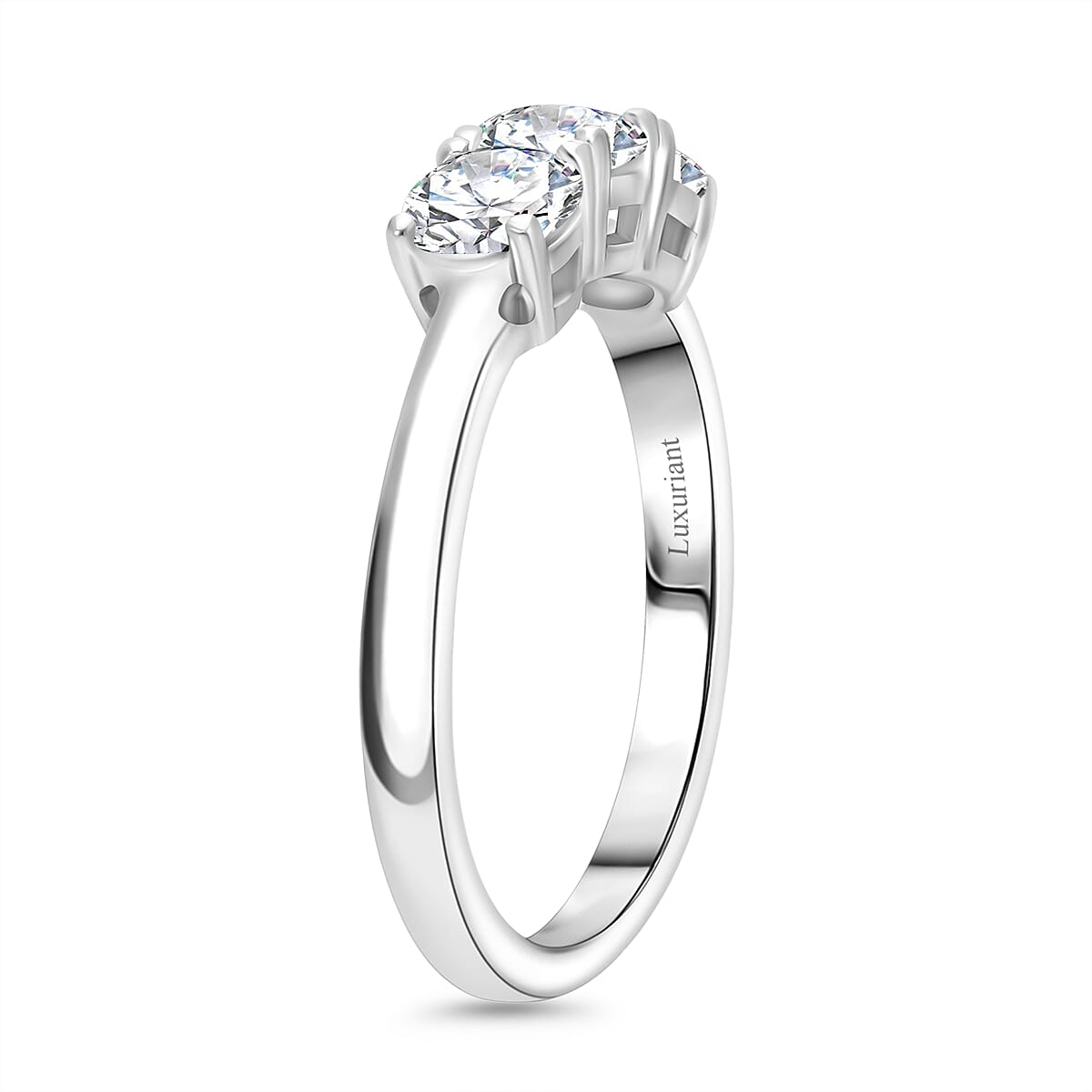 Luxuriant - 950 Platinum SGL Certified Lab Grown Diamond (VS-EF) Trilogy Ring 1.00 Ct, Platinum Wt. 3.30 Gms.